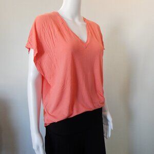 GAP Womens VNeck Dolman Short Sleeved Salmon Lightweight Top Large